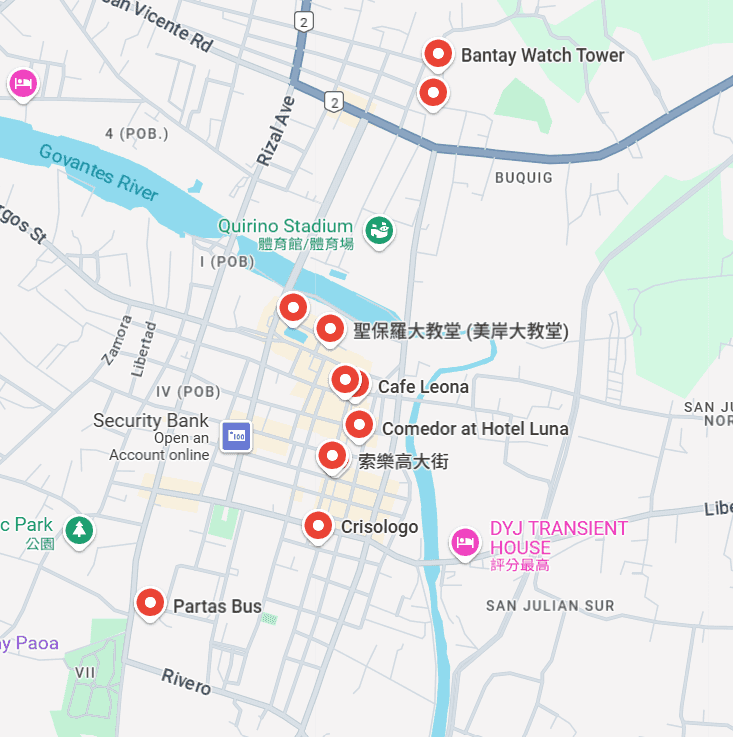 vigan attractions map