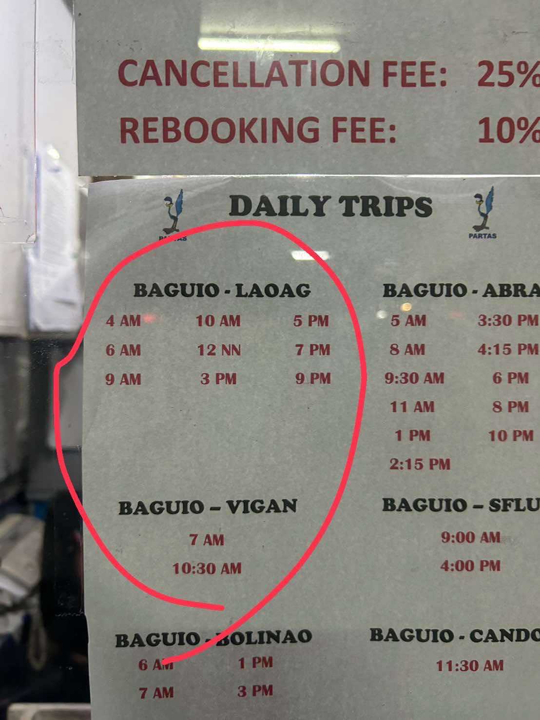 outbound bus schedule